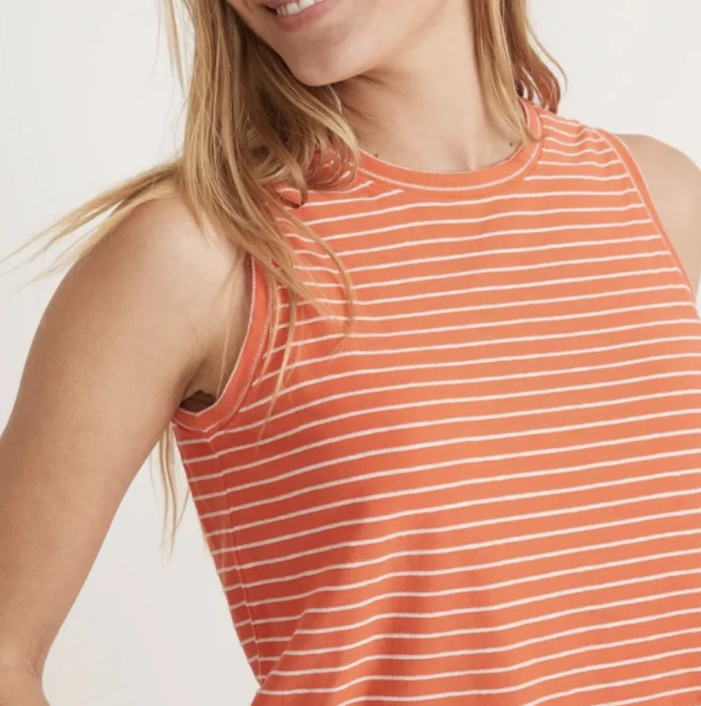 Lydia Textured Stripe Tank - Hot Coral