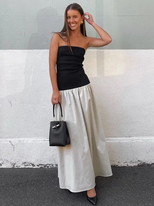 Maria Strapless Patchwork Maxi Tube Dress