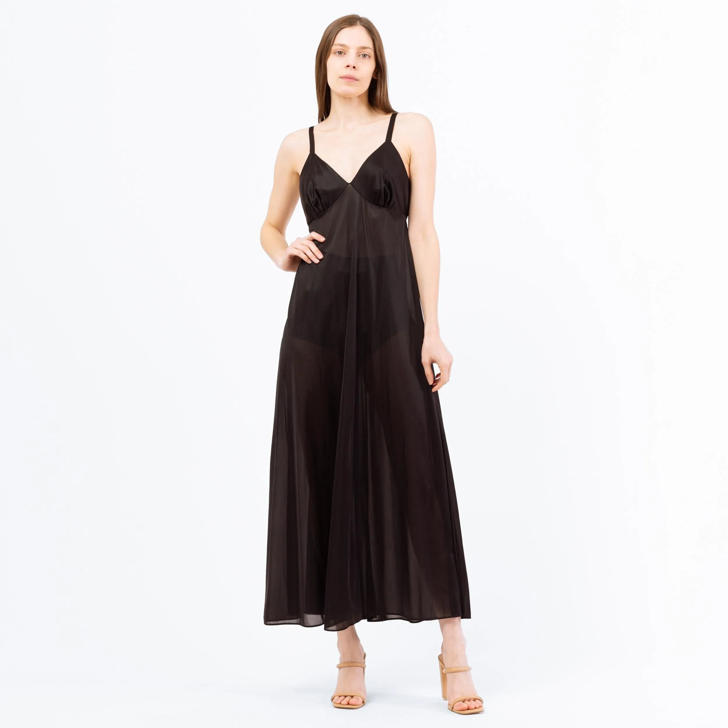 Medium 70s Black Maxi Nightgown
