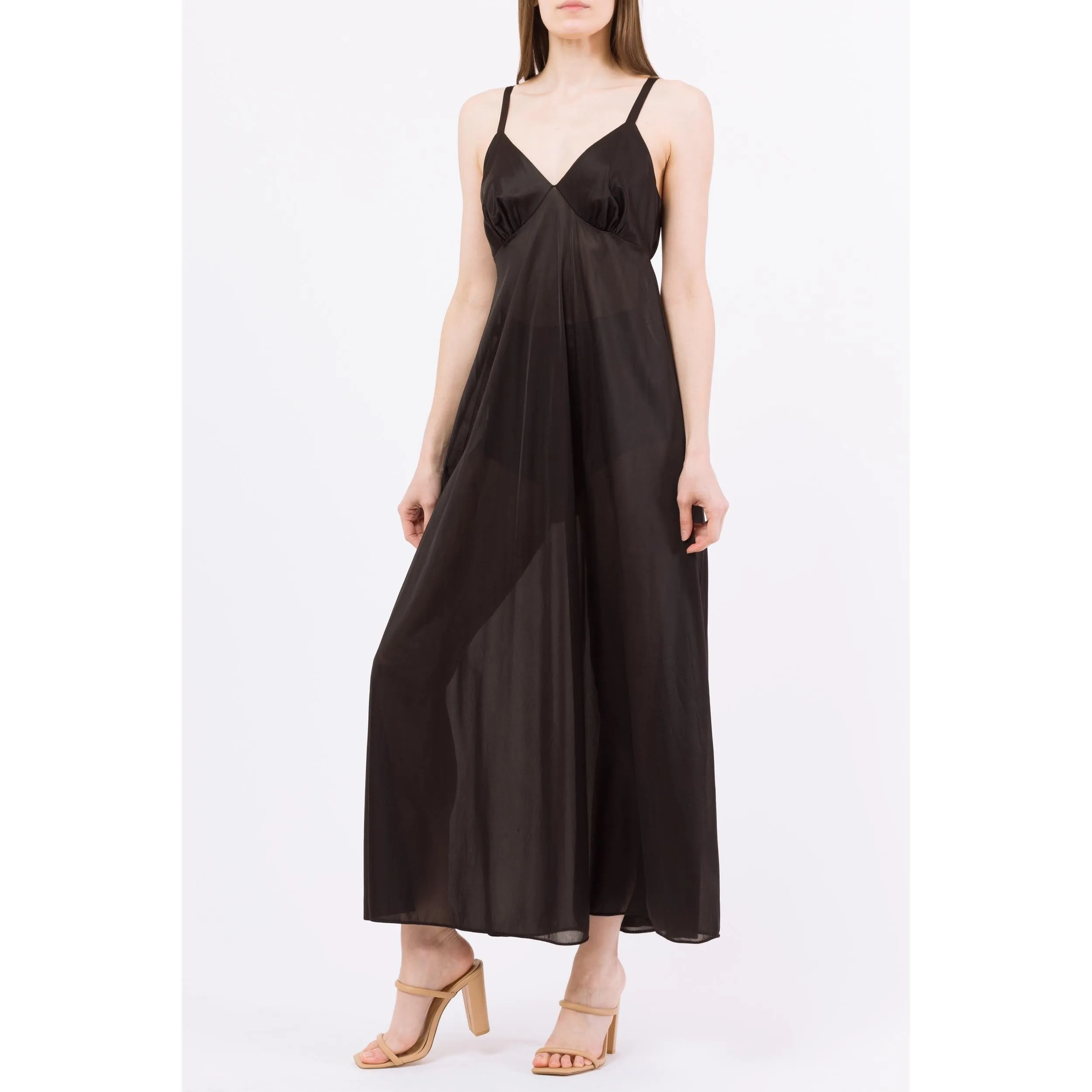 Medium 70s Black Maxi Nightgown