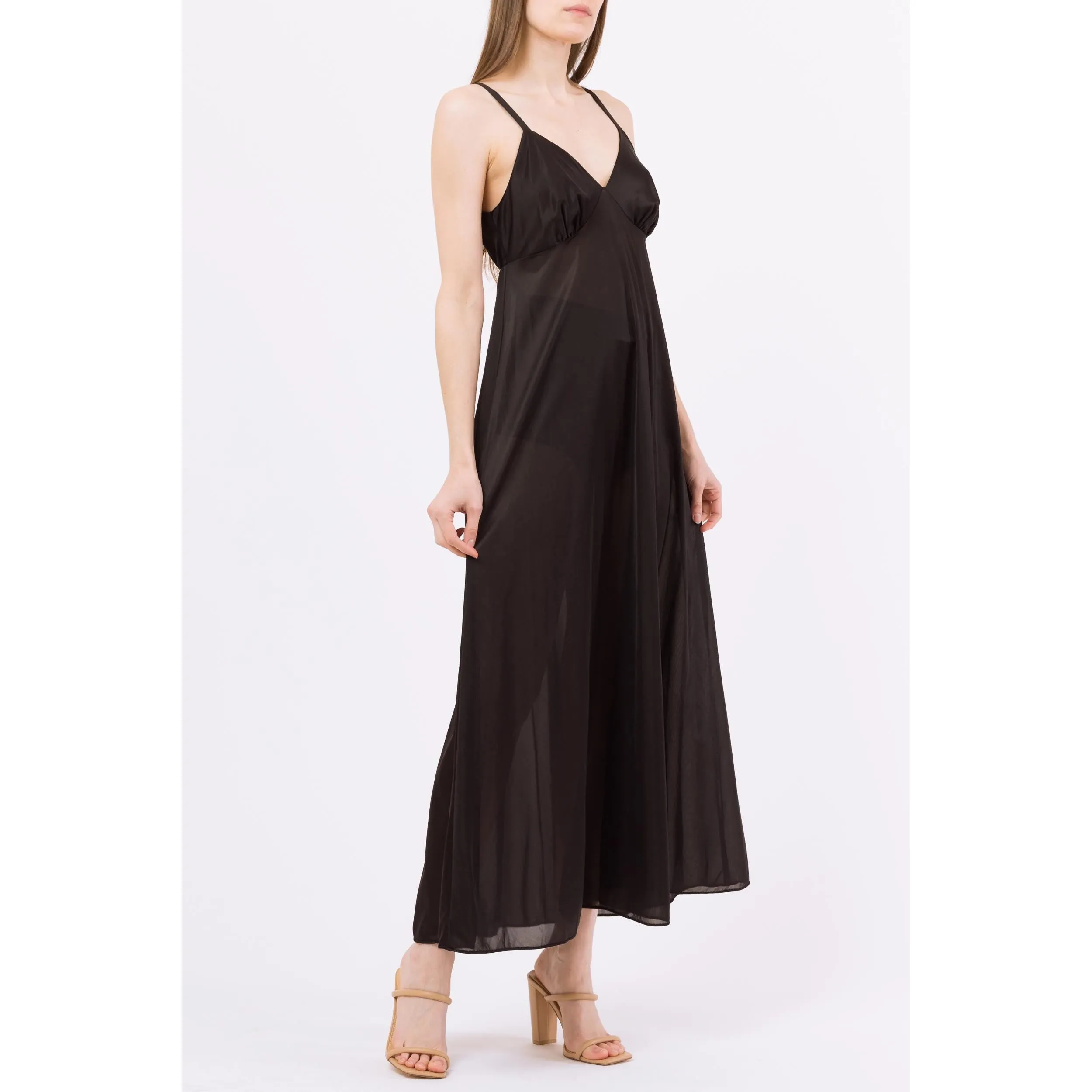 Medium 70s Black Maxi Nightgown