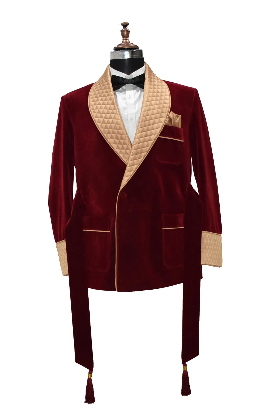 Mens Maroon Smoking Jackets Designer Elegant Wedding Party Wear Coats