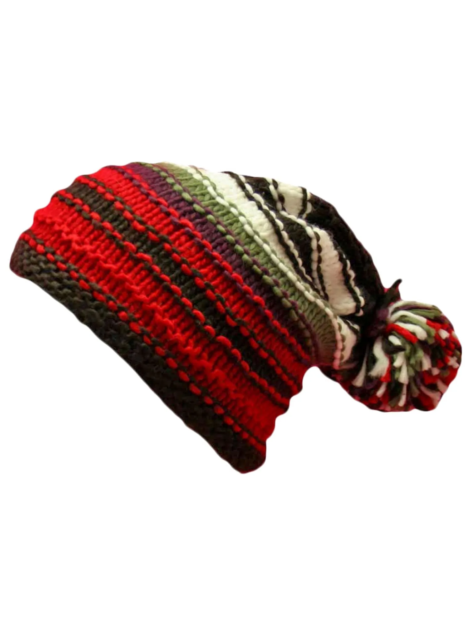 Multicolor Striped Knit Slouchy Beanie Hat