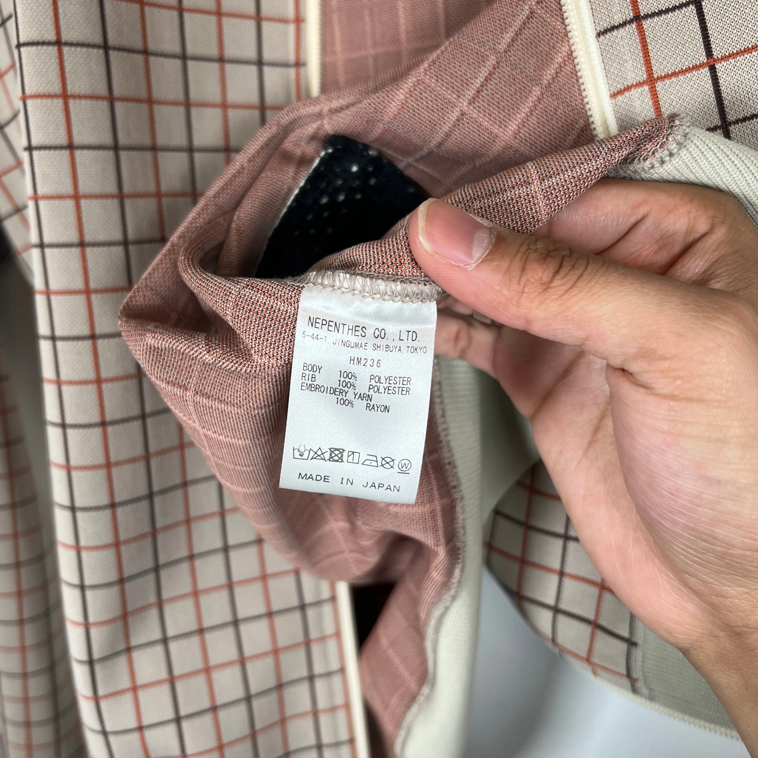 Needles Beige Plaid Track Jacket Size M