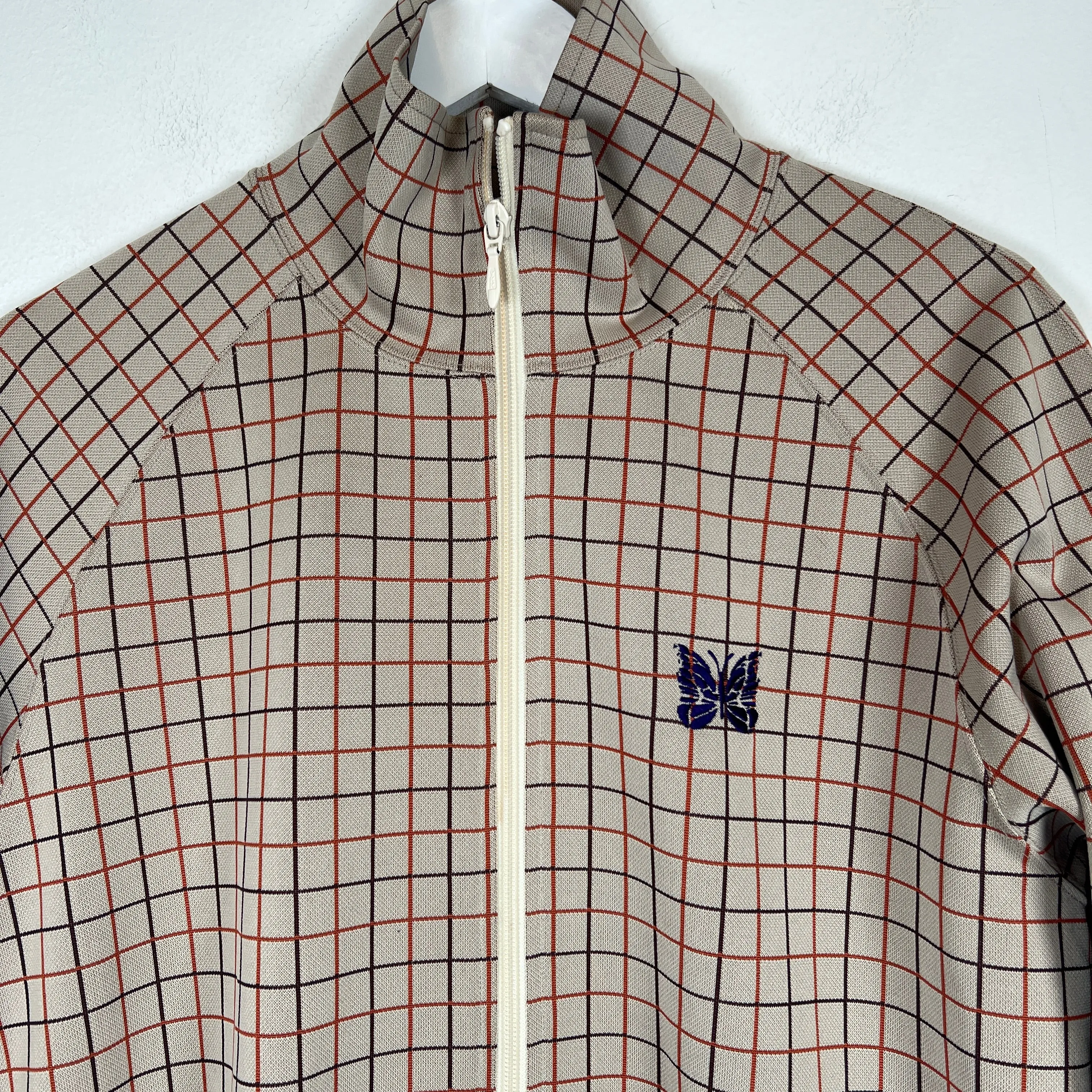 Needles Beige Plaid Track Jacket Size M