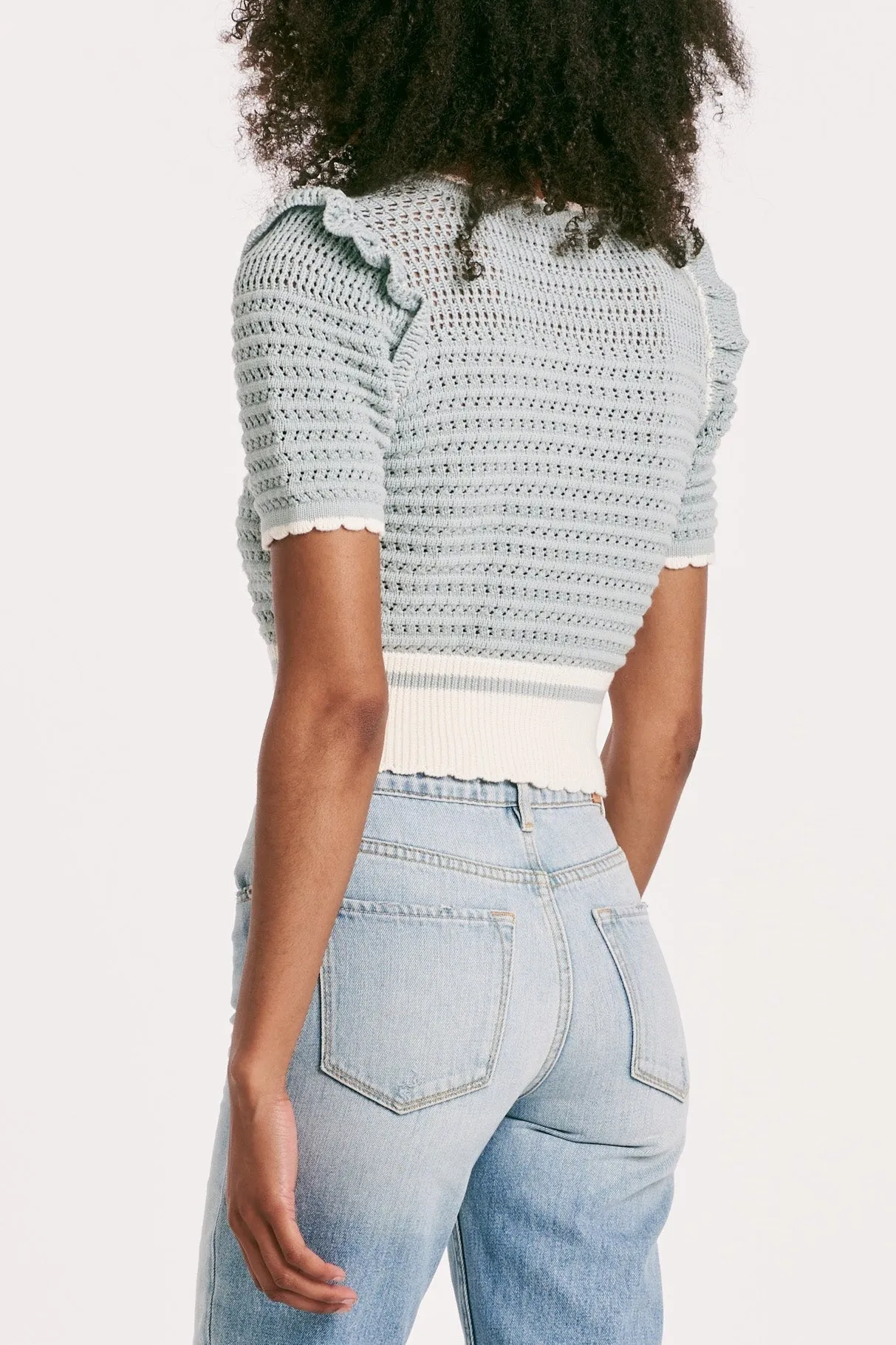 NEVE TOP PALE SAGE STRIPE