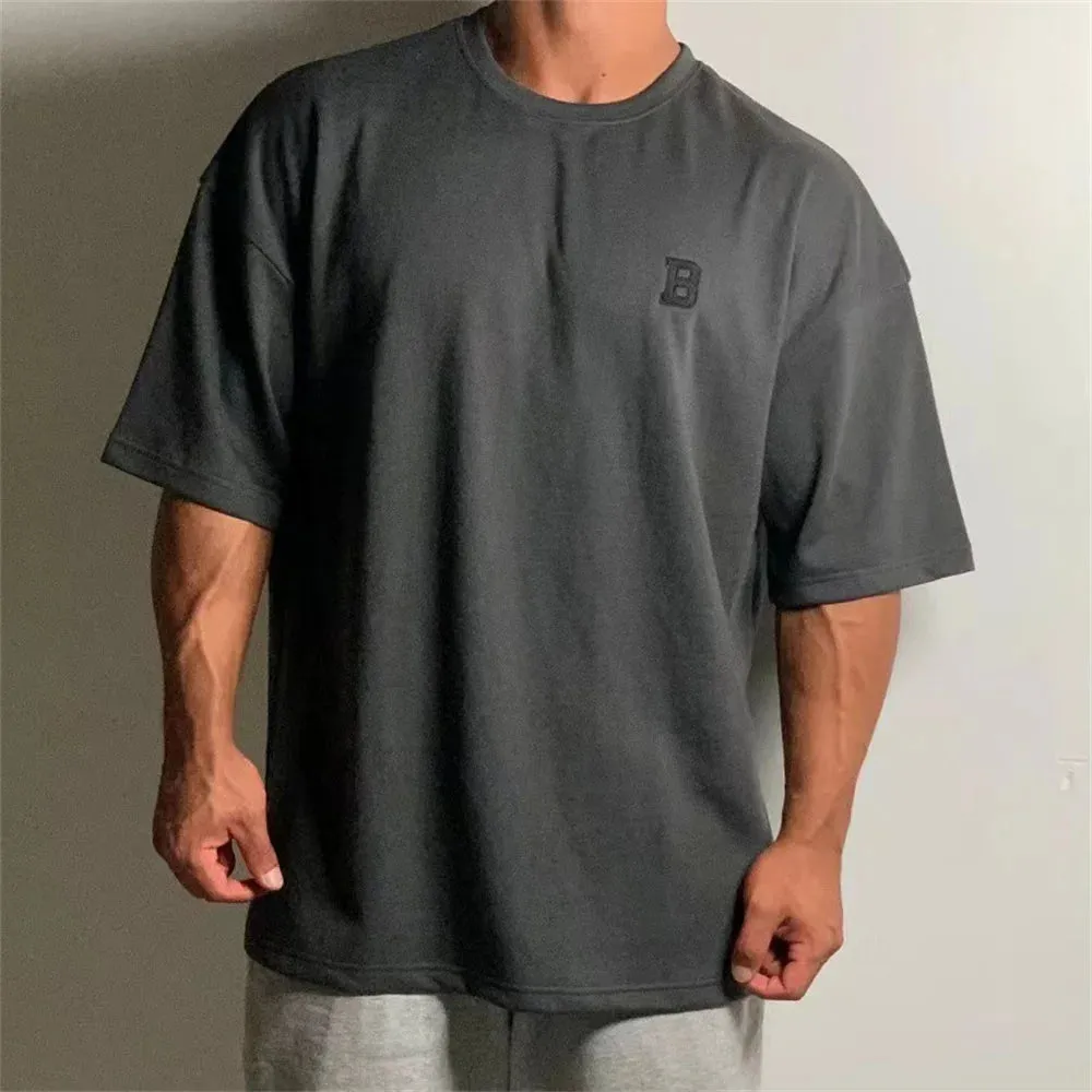 New Summer Oversized Men's T Shirt-Cotton Solid Half Sleeve Top