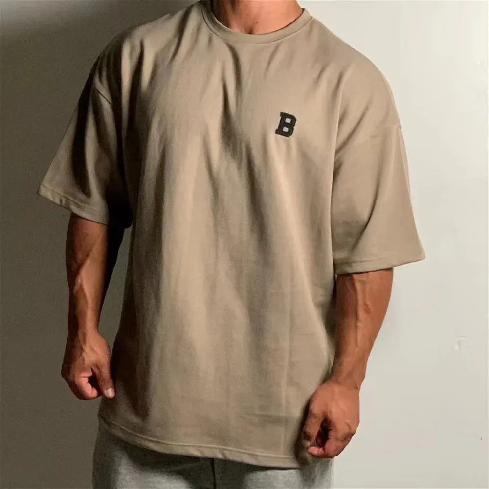 New Summer Oversized Men's T Shirt-Cotton Solid Half Sleeve Top