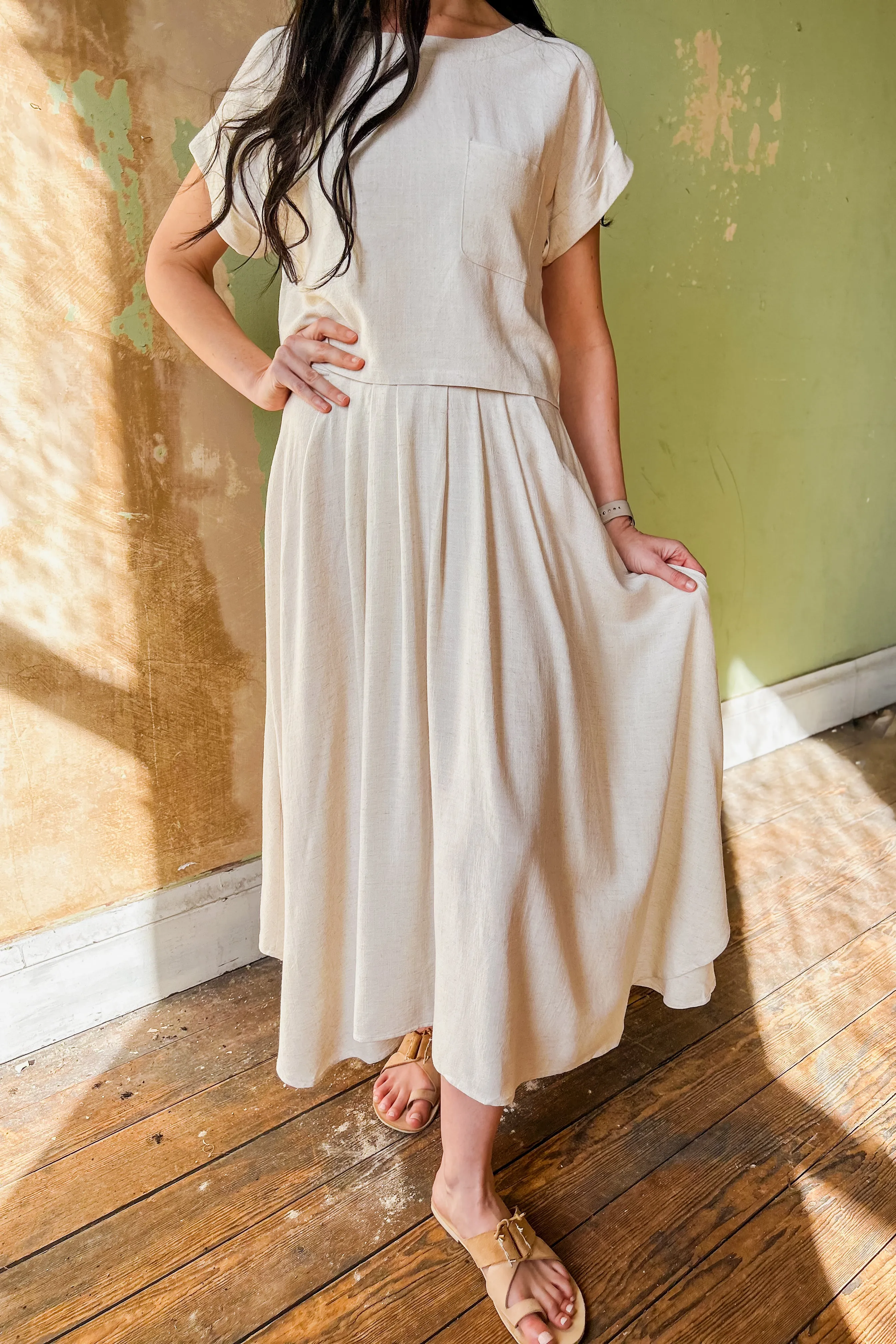 Oatmeal Linen Skirt