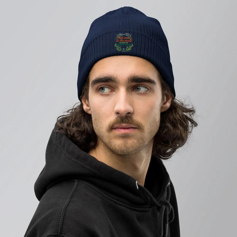 Organic Cotton Ribbed Beanie - Best Mom in the World - Soft and Stylish Winter Accessory