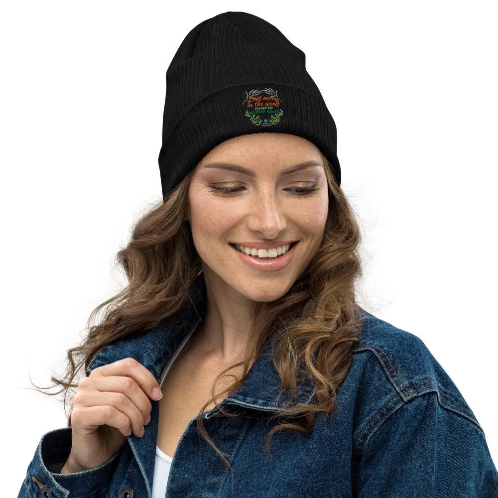 Organic Cotton Ribbed Beanie - Best Mom in the World - Soft and Stylish Winter Accessory