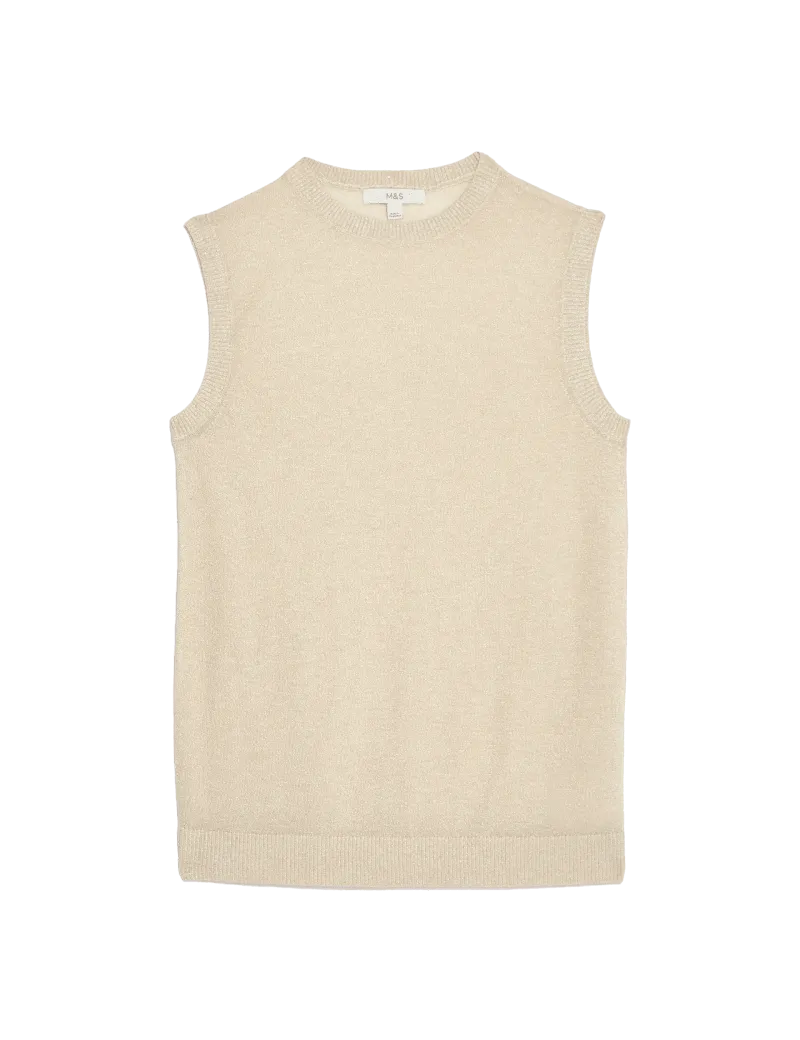 Ribbed Regular Fit Metallic Vest