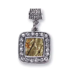 Silver Brown Hunting Pattern Square Memory Charm