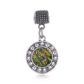 Silver Green Hunting Pattern Circle Memory Charm