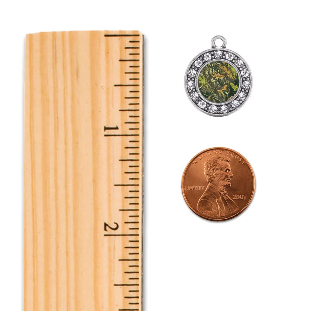 Silver Green Hunting Pattern Circle Memory Charm