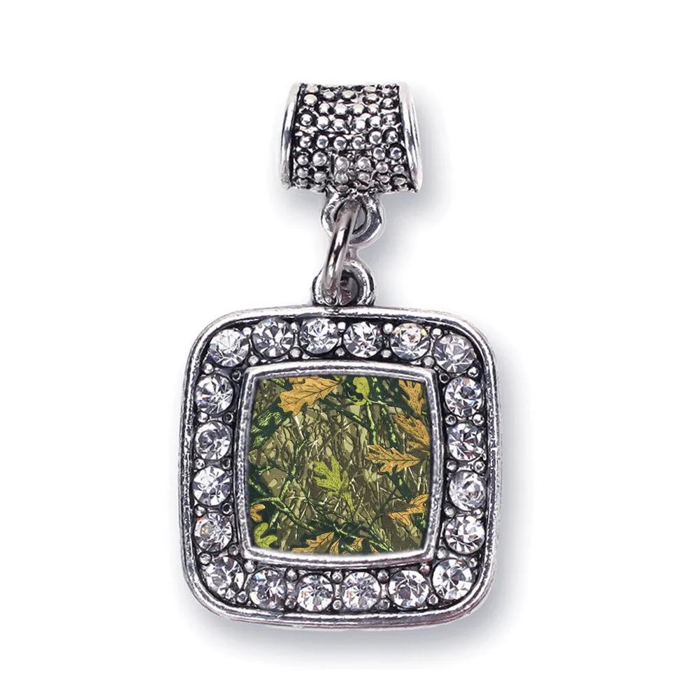 Silver Green Hunting Pattern Square Memory Charm