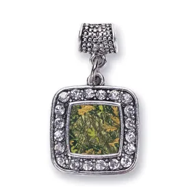 Silver Green Hunting Pattern Square Memory Charm