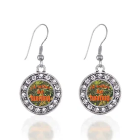 Silver I'd Rather Be Hunting Circle Charm Dangle Earrings