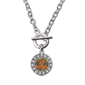 Silver I'd Rather Be Hunting Circle Charm Toggle Necklace