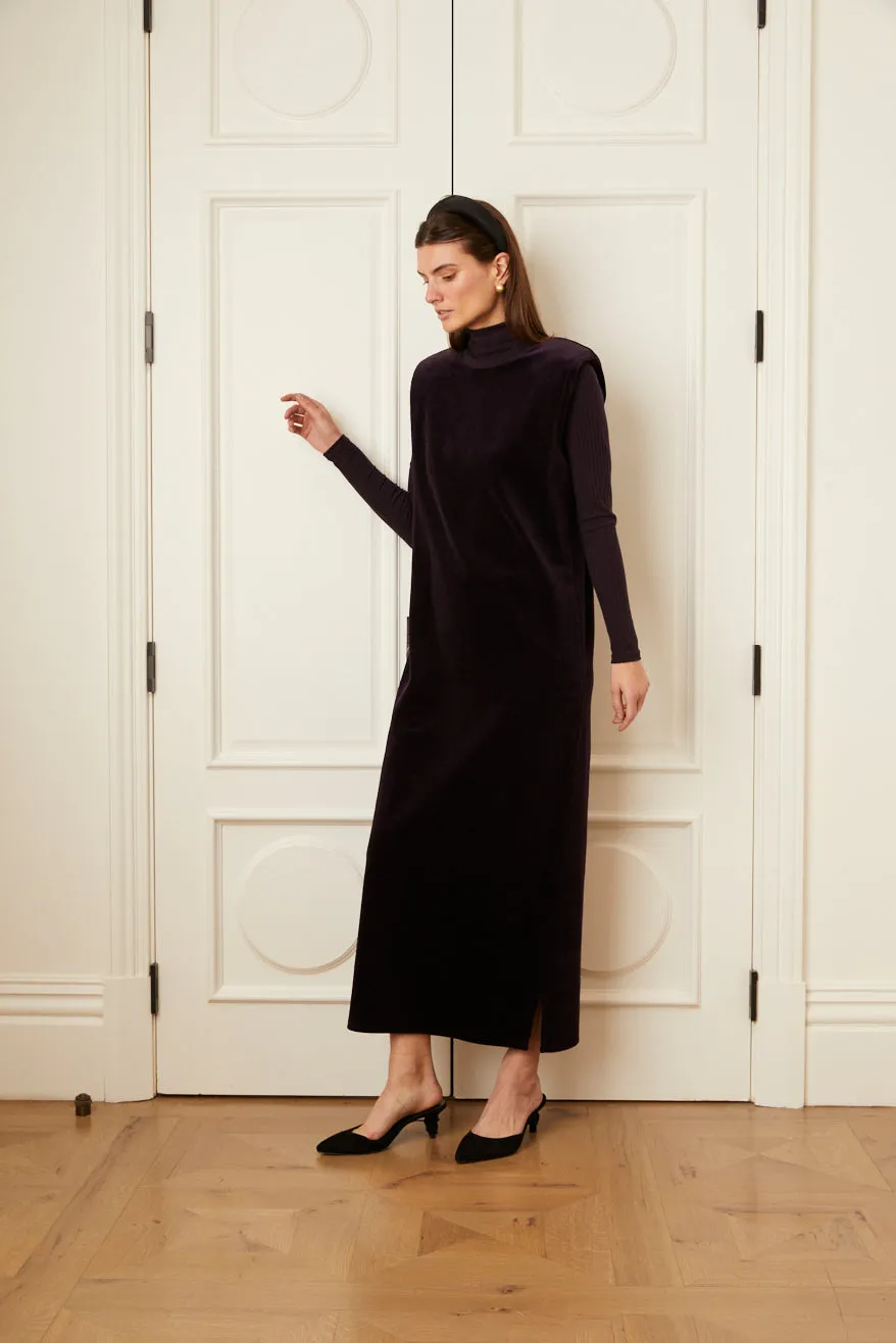 Sleeveless Velour A-Line Maxi Dress