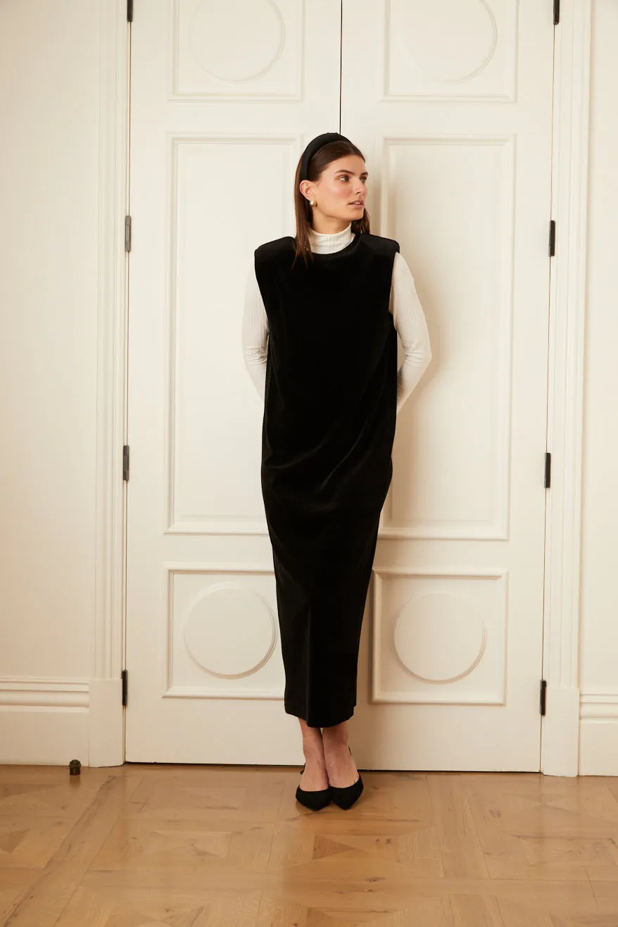 Sleeveless Velour A-Line Maxi Dress