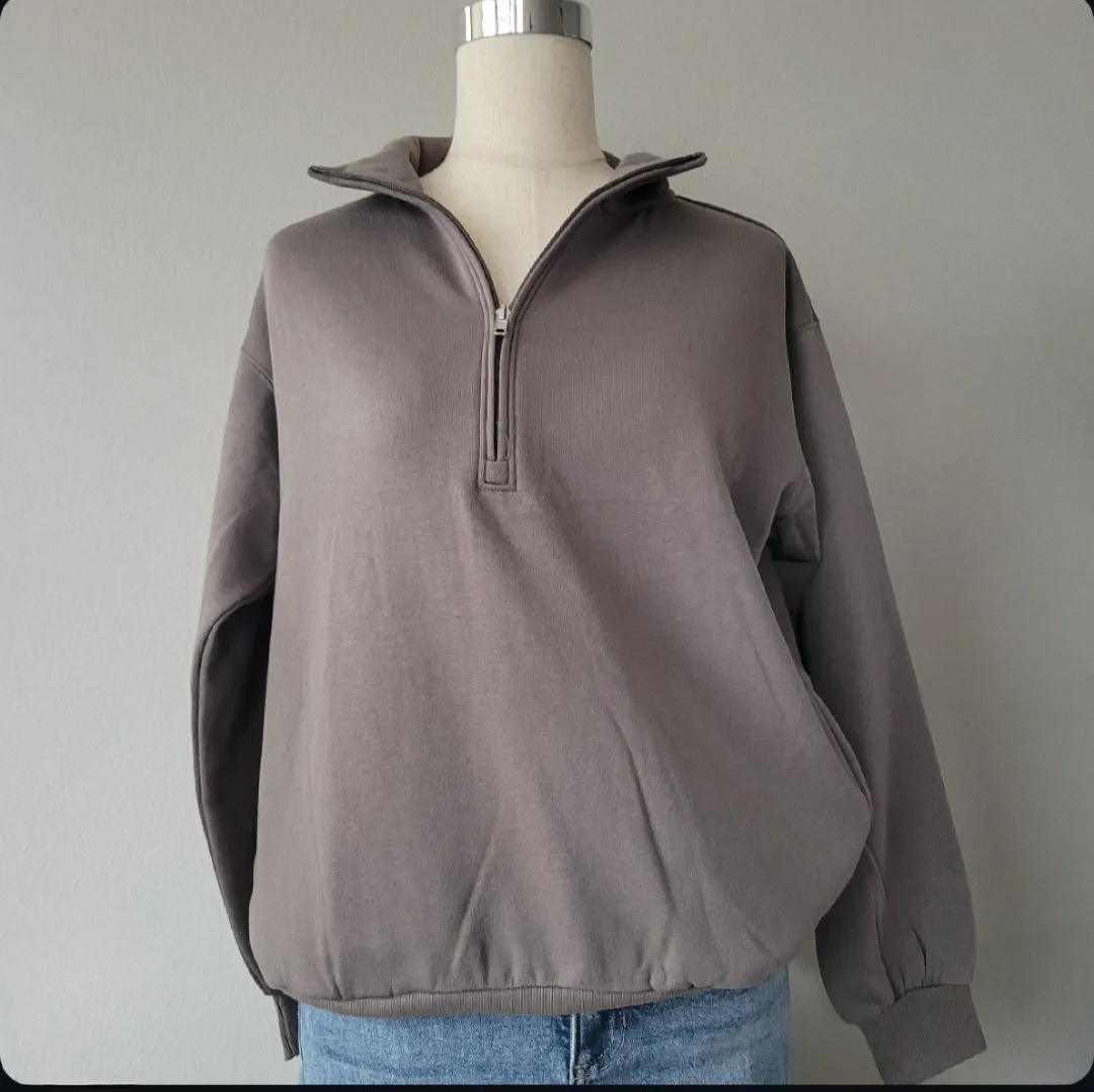 SOFT FLEECE HALF ZIP UP WITH MOCK NECK COLLAR 3 COLORS
