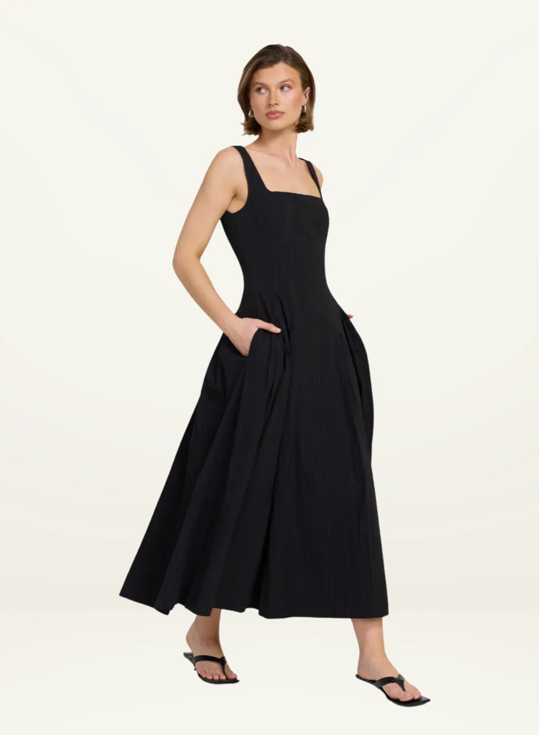 Sovere Reprive Midi Dress in BLACK