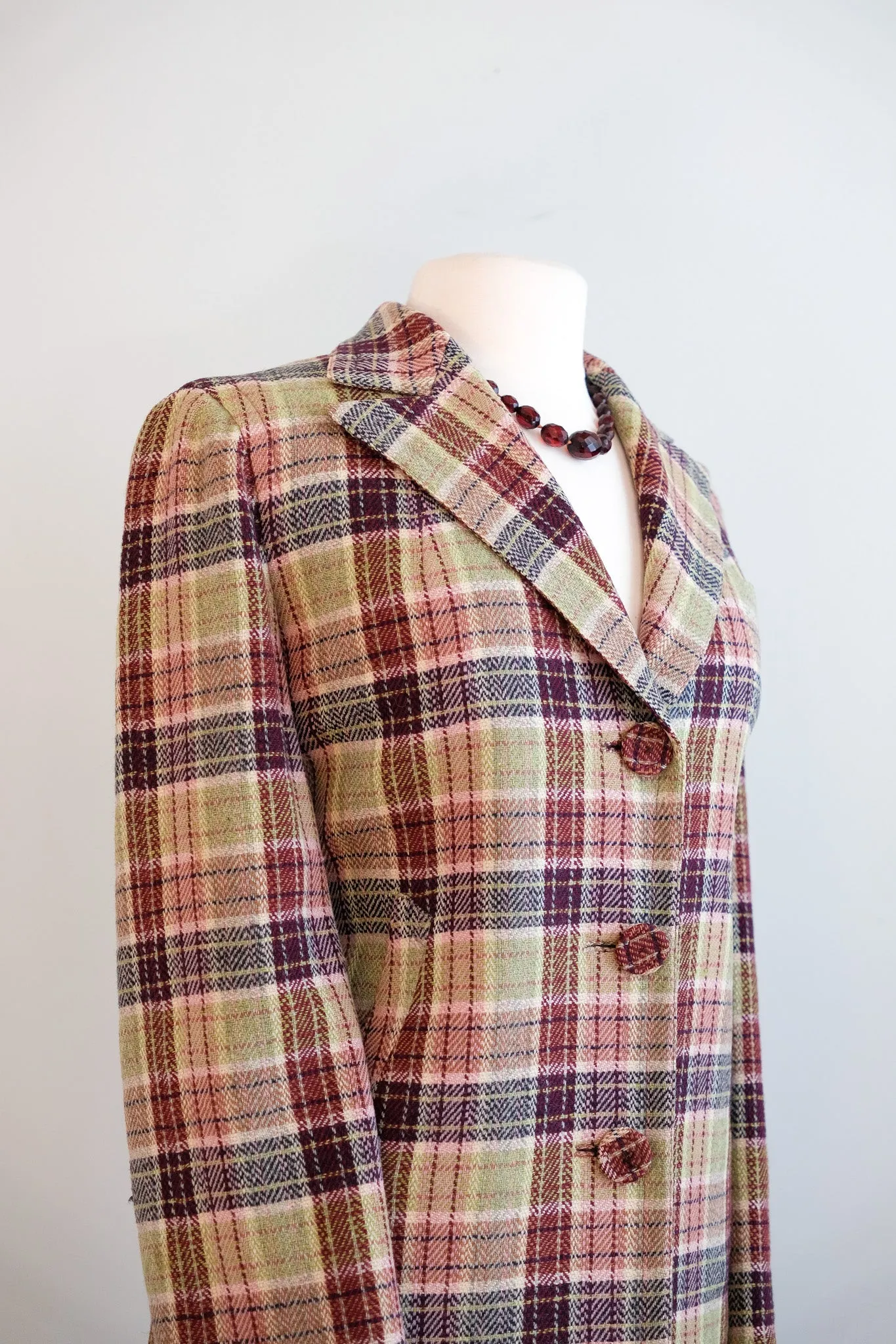 Vintage 1940's Lavender Berry Plaid Suit by Wein's / L