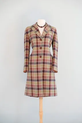 Vintage 1940's Lavender Berry Plaid Suit by Wein's / L