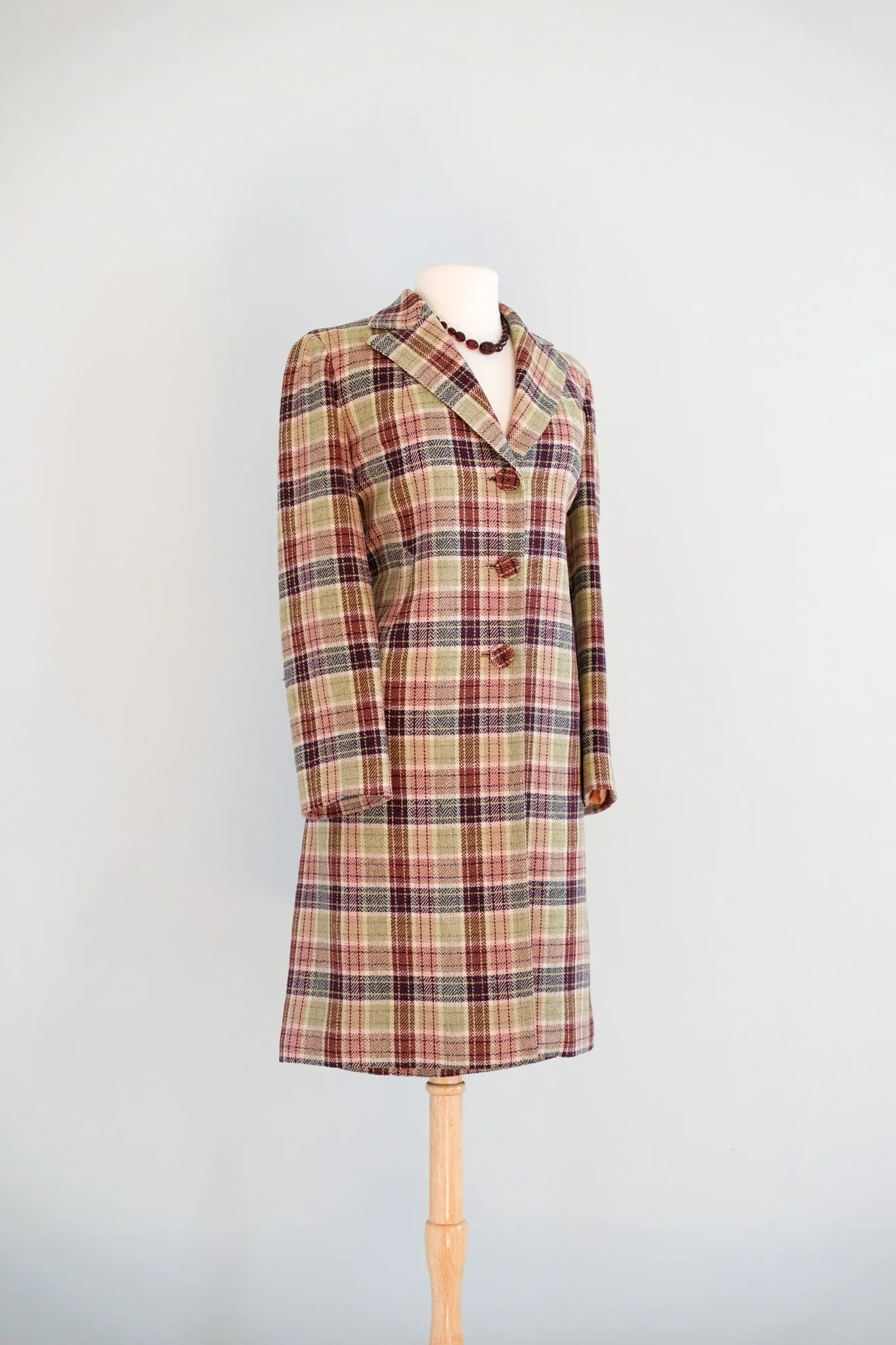 Vintage 1940's Lavender Berry Plaid Suit by Wein's / L