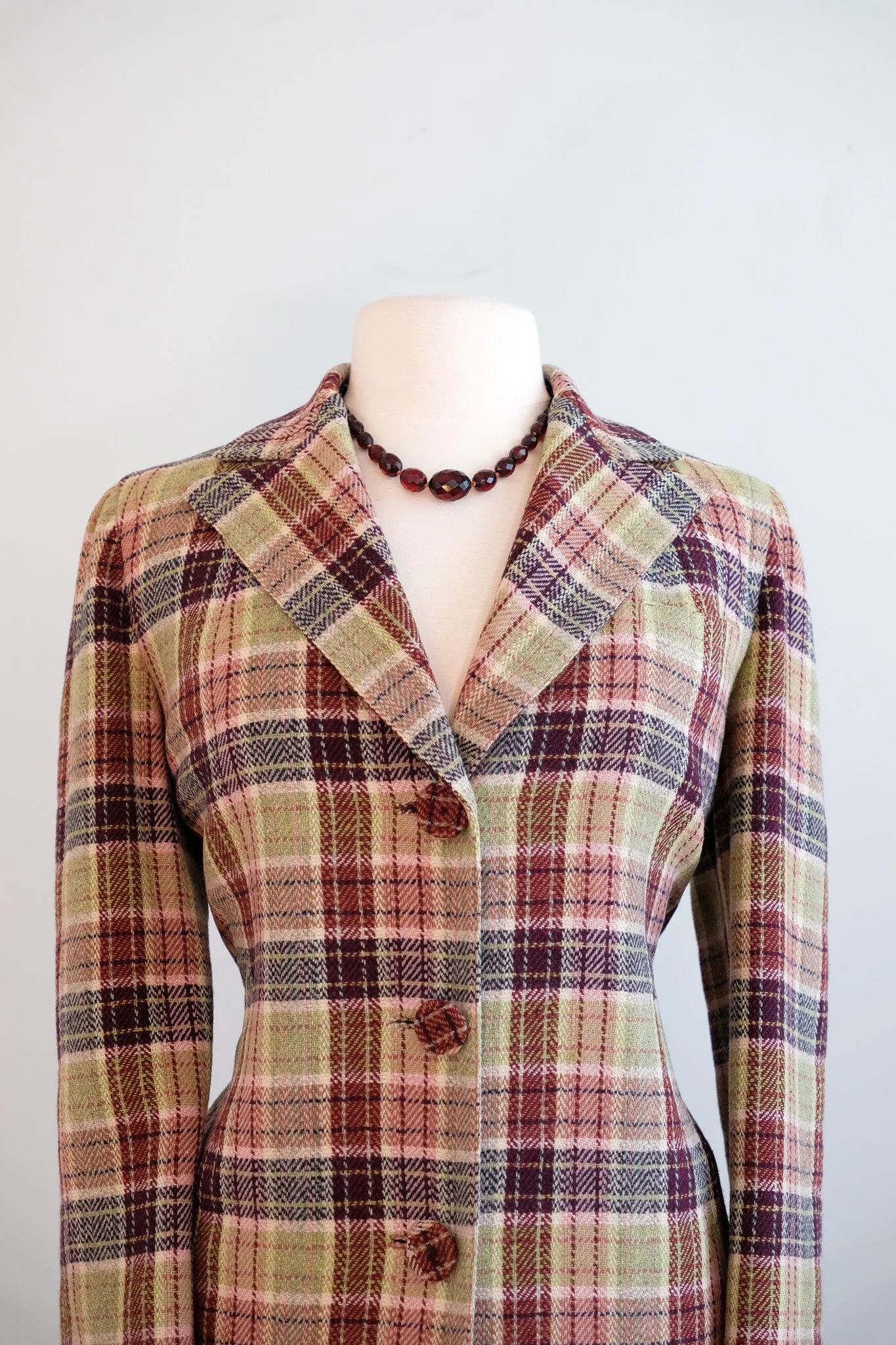 Vintage 1940's Lavender Berry Plaid Suit by Wein's / L