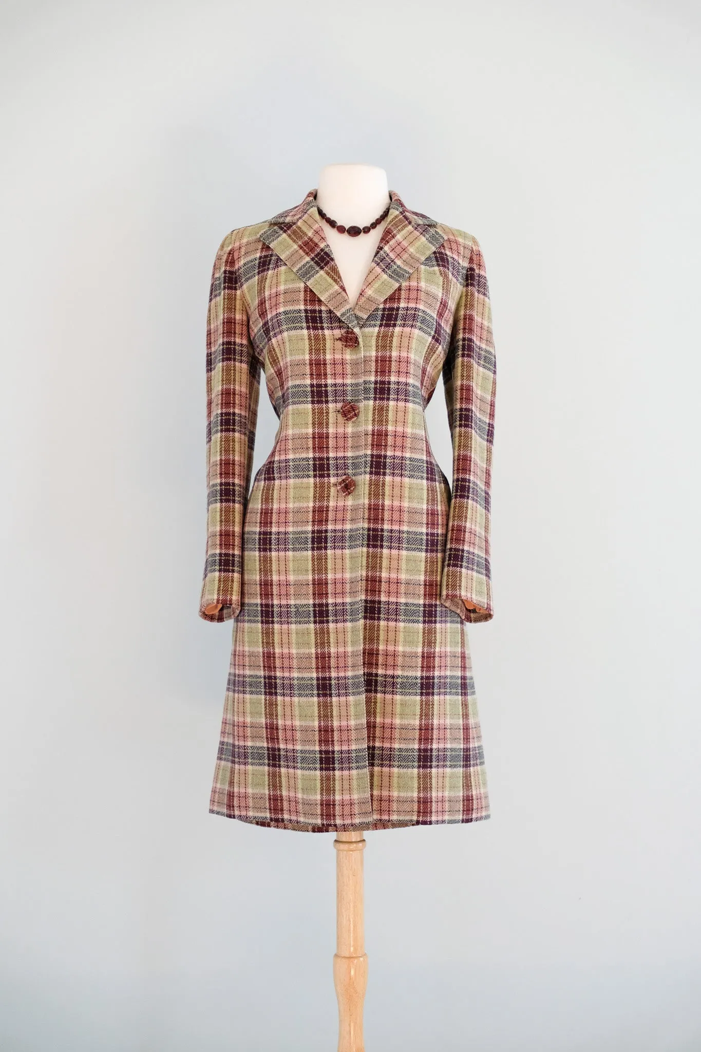 Vintage 1940's Lavender Berry Plaid Suit by Wein's / L