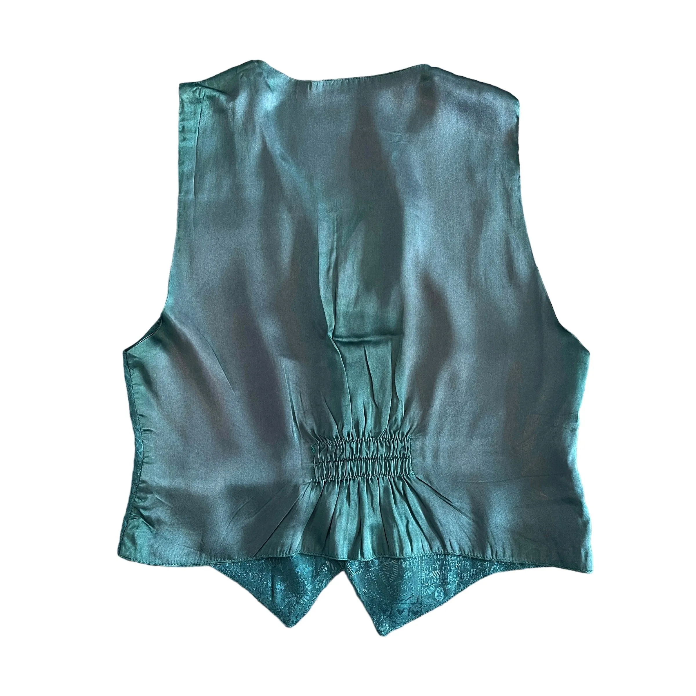 Vintage 1970's Silky Green  Waistcoat French Made 6-8Y