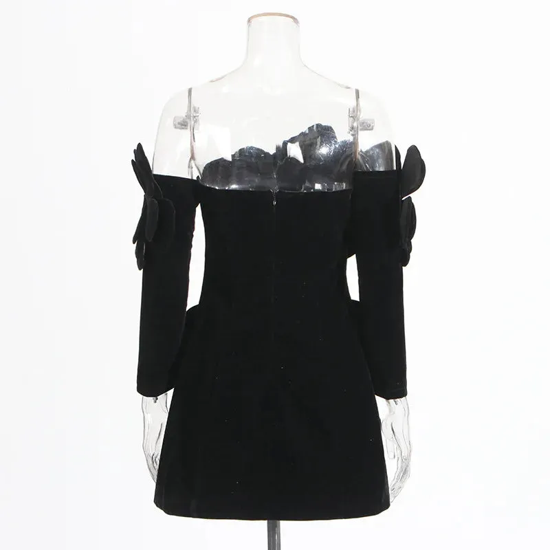 Women Sexy Strapless Bodycon Velvet Mini Party Dress