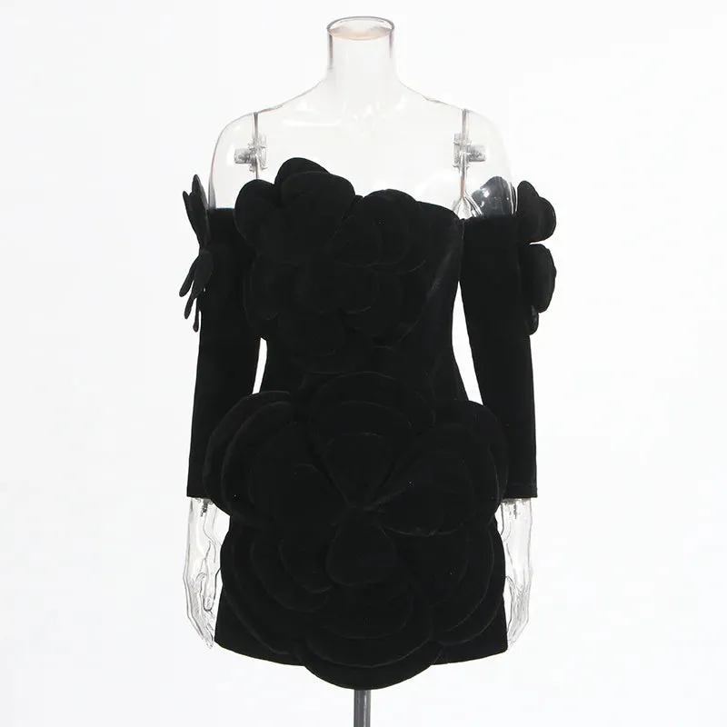 Women Sexy Strapless Bodycon Velvet Mini Party Dress