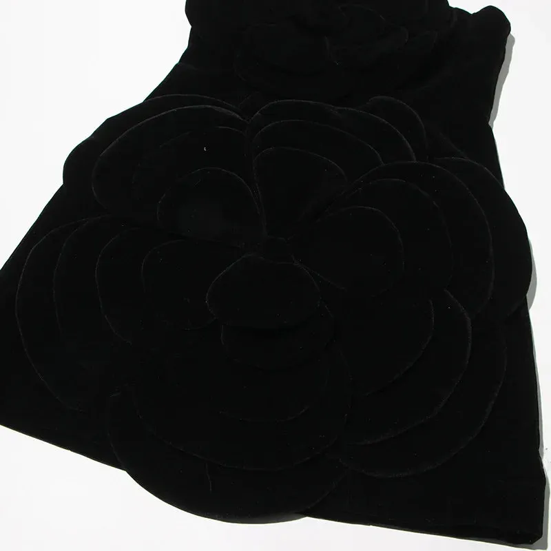 Women Sexy Strapless Bodycon Velvet Mini Party Dress