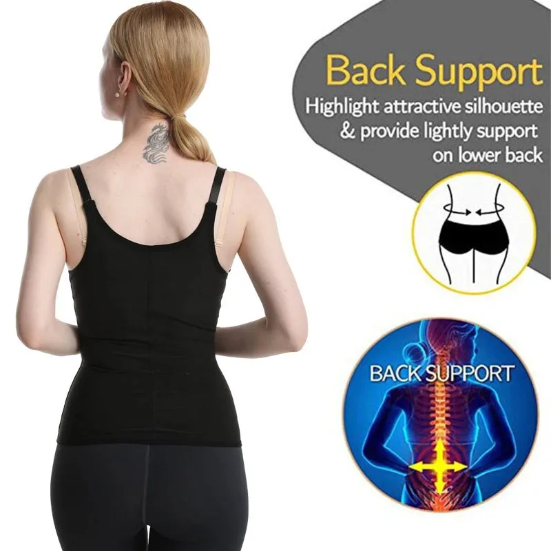Women's Corset Sweat Sauna Shaper Vest - Adjustable Strap Body Shapewear for Tummy Control