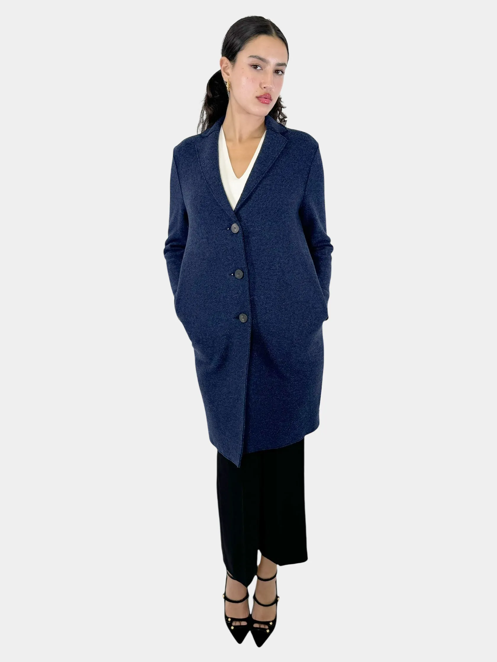 Wool Single-Breasted Wool Coat - Size 38