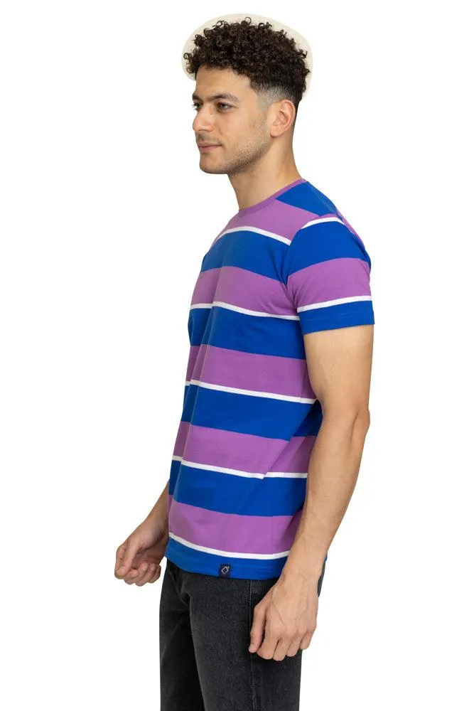 W.Striped Royal Blue Striped Round T-shirt