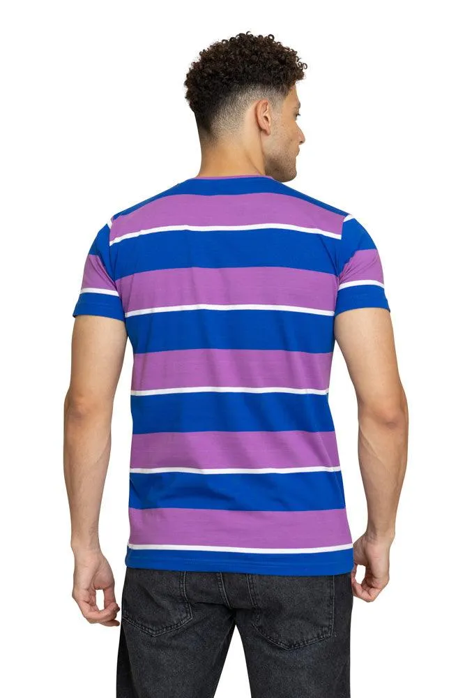 W.Striped Royal Blue Striped Round T-shirt