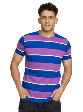 W.Striped Royal Blue Striped Round T-shirt