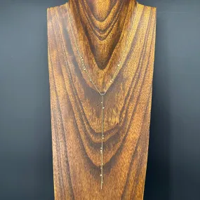 Y style tiny rounds necklace - gold vermeil