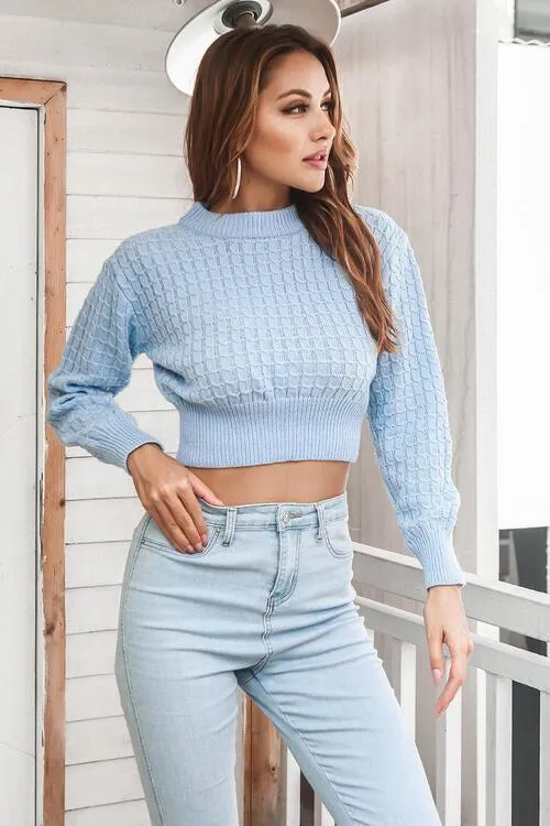 Youthful Warmth Long Sleeve Crop Knit Sweater