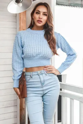 Youthful Warmth Long Sleeve Crop Knit Sweater